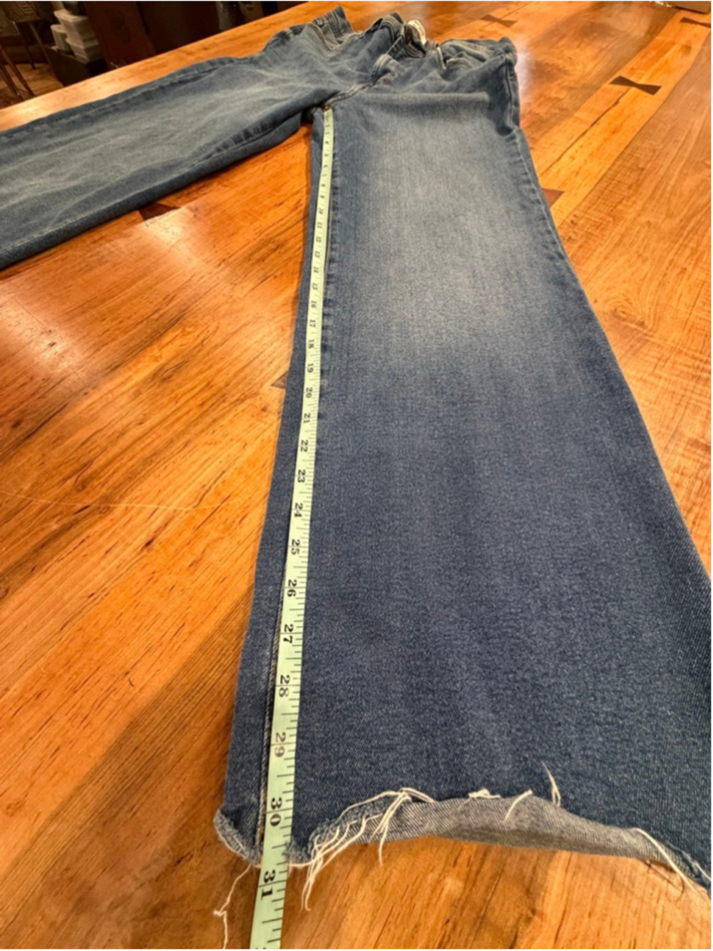 Kensie Jeans The Kaya High Rise Wide Leg Raw Hem Blue Denim Stretch Size 10 / 30 - Picture 7 of 10